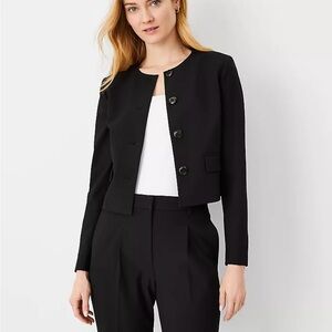 Like New Ann Taylor Cropped Collarless Black Women's Blazer -Size 10